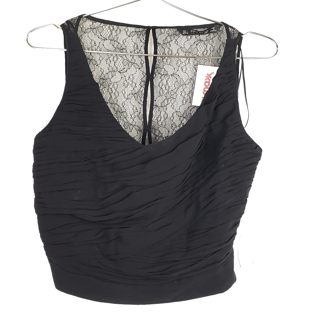 ⭐ NWT Zara Lace Back Black Blouse Crop Top